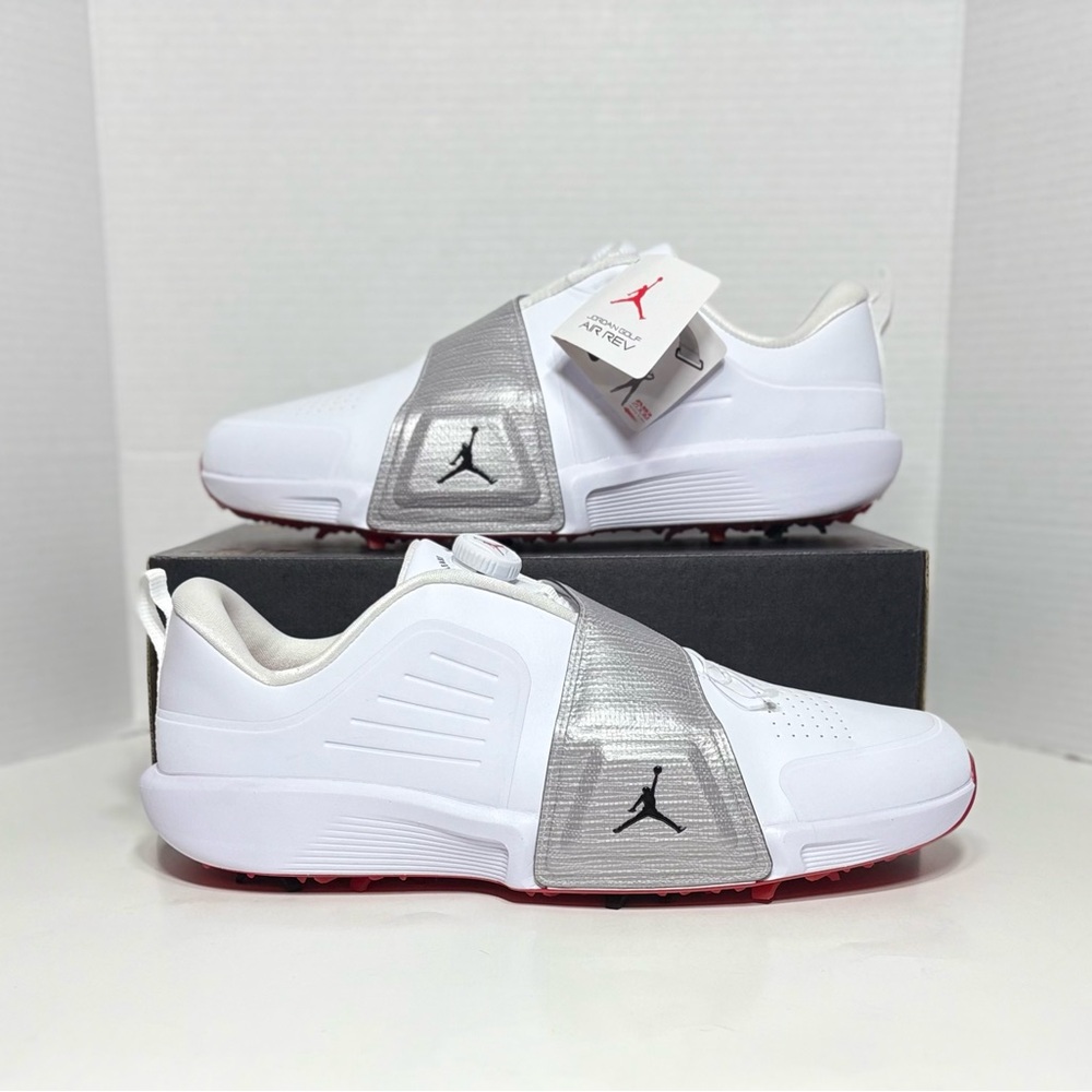 Jordan Air Rev Men’s 14 White Black Red Golf shoes Spikes FV6338-100 NEW Nike